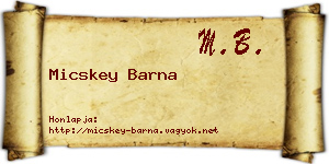 Micskey Barna névjegykártya